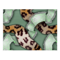 Leopards 'n Lace - green - Postcards