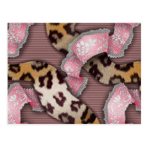Leopards 'n Lace - intense pink - Postcard