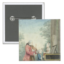 Leopold Mozart  and his Children Wolfgang Pinback Button