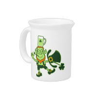 Leprechaun Balancing a Glass of Beer on his Head pitchers