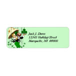 Leprechaun Catching Shamrocks Return address Label