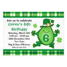 Leprechaun Frog Birthday Party Invitation