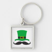 Leprechaun hat funny mustache St Patrick's day Keychains