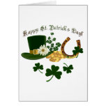 Leprechaun Hat Gold Horseshoe - St Patrick's Card