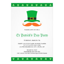 Leprechaun hat mustache St Patrick's day party Custom Announcement