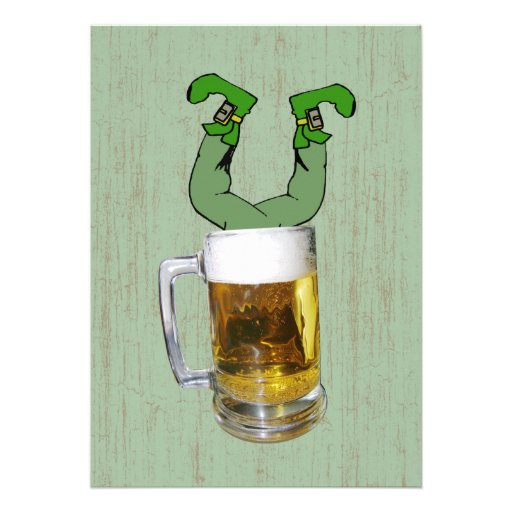Leprechaun in Beer Party Invite