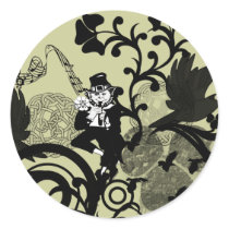 Leprechaun in Black Round Sticker