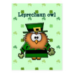 leprechaun owl post card