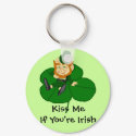 Leprechaun Shamrock - Kiss Me If You're Irish keychains