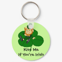 Leprechaun Shamrock - Kiss Me If You're Irish keychains