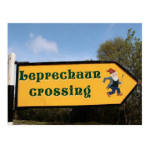 leprechaun sign post post card