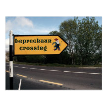 leprechaun sign postcard