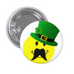 Leprechaun Smiley Mustache Button