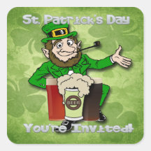 Leprechaun St. Paddy's Day Invitation envelope sea Square Stickers