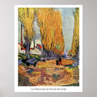 Les Alyscamps by Van Gogh. Autumn landscape Print