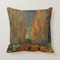 Les Alyscamps by Vincent van Gogh. Fall, autumn Pillow