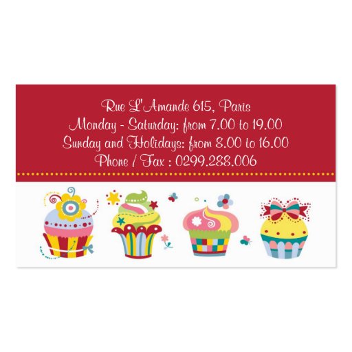 Les Cupcakes - Bakery Business Cards (front side)