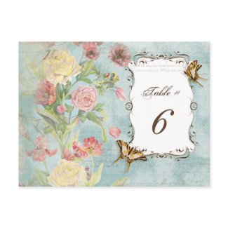 Les Fleur Pavoine - Rose n Peony Table Number Card postcard