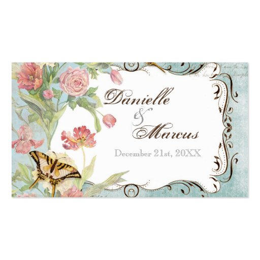 Les Fleurs Peony Rose Tulip Floral Flowers Wedding Business Card Template