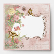 Les Fleurs Peony Rose Tulip Floral Flowers Wedding Envelope
