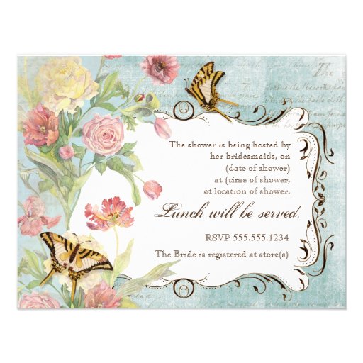 Les Fleurs Peony Rose Tulip Floral Flowers Wedding Personalized Invite