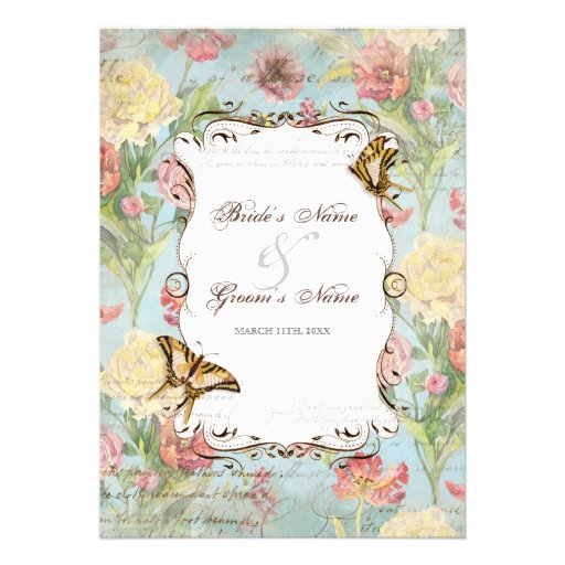 Les Fleurs Peony Rose Tulip Floral Flowers Wedding Personalized Announcement