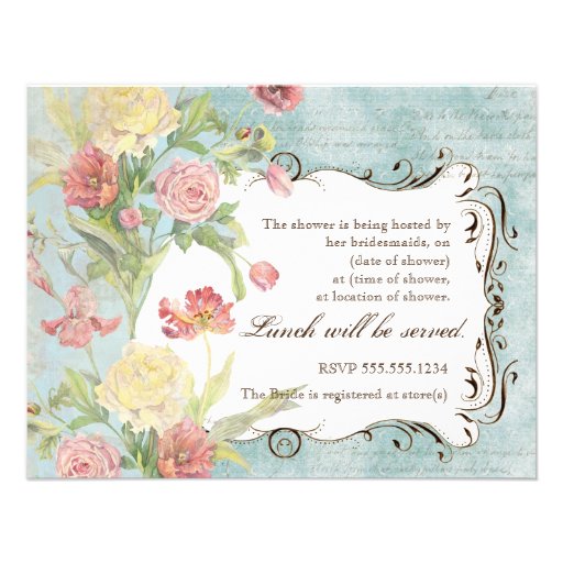 Les Fleurs Peony Rose Tulip Floral Flowers Wedding Announcement