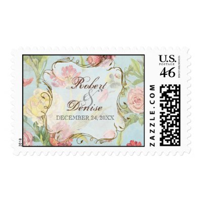Les Fleurs Peony Rose Tulip Floral Flowers Wedding Stamps
