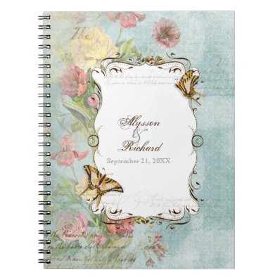 Les Fleurs Peony Rose Tulip Floral Flowers Wedding Spiral Notebook