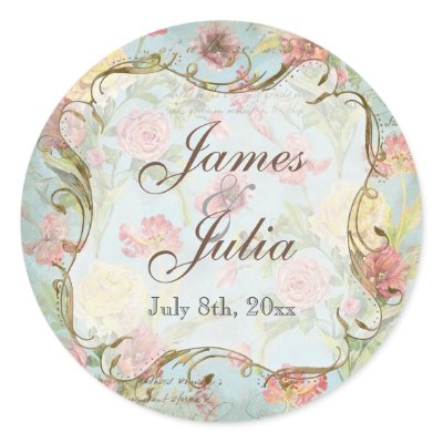 Les Fleurs Peony Rose Tulip Floral Flowers Wedding Stickers
