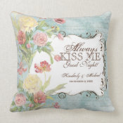 Les Fleurs Peony Rose Tulip Iris Floral Flowers throwpillow