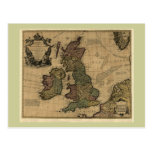 Les Isles Britanniques, 1700's Map Post Cards