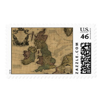 Les Isles Britanniques, 1700's Map Postage Stamp