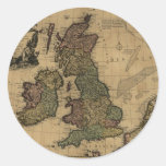 Les Isles Britanniques, 1700's Map Round Sticker