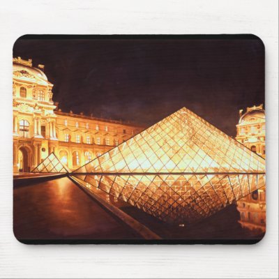 "Les Lumieres du Louvre" Watercolor Art Mouse Mat by PaulJacksonart
