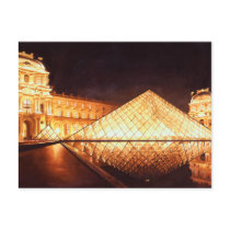 "Les Lumieres du Louvre" Watercolor Art postcards