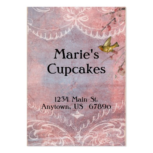 Les Petits Gateaux Marie Antoinette Cupcake & Bird Business Card Templates (back side)