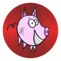 Les the Pig Big Red Sticker by StuffIsGreat Les the Pig Big Red Sticker