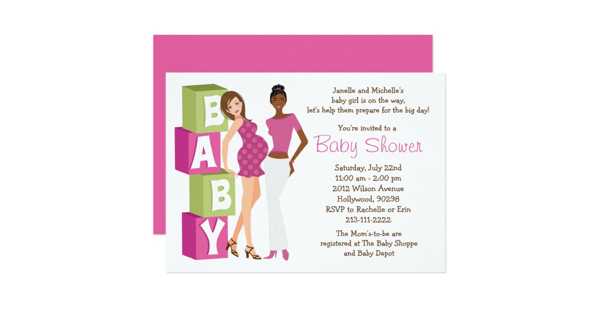 Lesbian Baby Shower Invitation for Girl | Zazzle