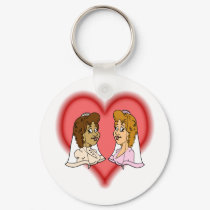 Lesbian Bi-Racial Couple keychains