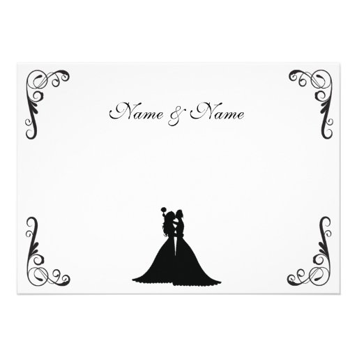 Lesbian Bride and Bride Black and White Wedding Custom Invites