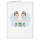 postcard - Lesbian wedding cards and stationary for two brides marrying each other. Gay wedding keepsakes and wedding gifts for lesbian weddings.
