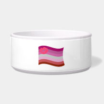 LESBIAN FLAG WAVING WITH SYMBOL DOG WATER BOWL