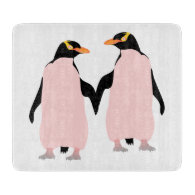 Lesbian Gay Pride Penguins Holding Hands Cutting Board