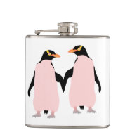 Lesbian Gay Pride Penguins Holding Hands Hip Flasks