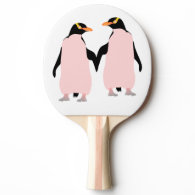 Lesbian Gay Pride Penguins Holding Hands Ping-Pong Paddle