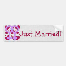 Lesbian Marriage Hearts Bumper Stickers