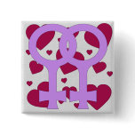 Lesbian Marriage Hearts Button
