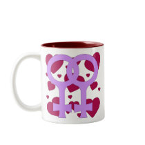 Lesbian Marriage Hearts Coffee Mugs