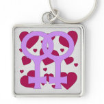 Lesbian Marriage Hearts Keychains